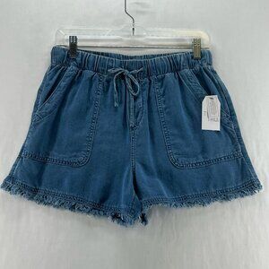 Time & Tru Denim Shorts Size XS High Rise Pull-on Stretch Frayed Hem Medium Wash